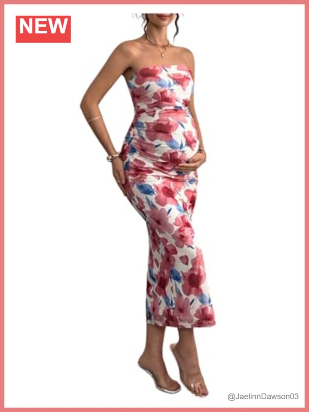 Floerns Strapless Bodycon Maternity Maxi Dress for Wedding Guest